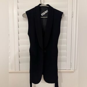 Zara Long Tuxedo Vest With Tie